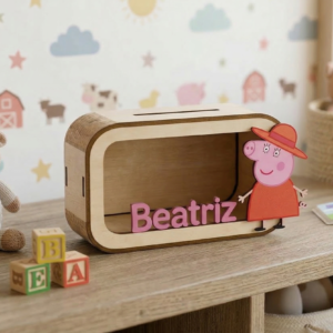 Mealheiro Porquinha Rosa Personalizado com Nome