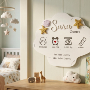Placa de Nascimento de Madeira - Concha