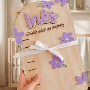 Régua de Crescimento Personalizada Tema Flores
