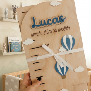 Régua de Crescimento Personalizada Tema Balão de Ar Quente