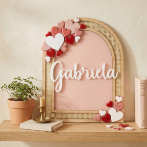 Quadro de Palhinha Personalizado com Corações