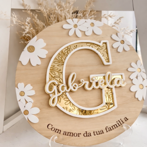 Placa Maternidade de Madeira - Malmequeres