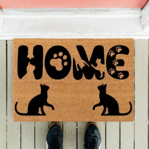 Tapete de Entrada “Home com gatos”