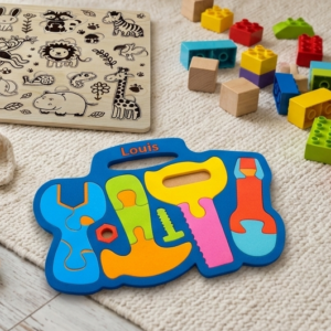 Puzzle de Ferramentas Colorido Personalizado com Nome