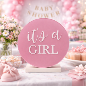 Placa em Acrílico Redonda Sexo do Bebé