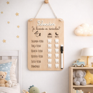 Quadro de Rotina "Já lavaste os dentinhos?" Personalizado com Nome